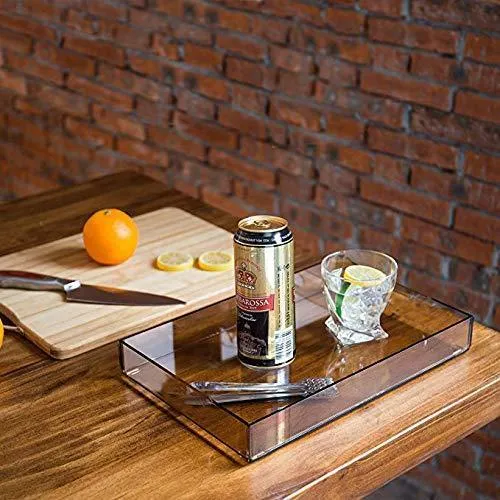 MissionMatch Acrylic Vanity Tray, Remote Tray, Valet Tray Organizer,Catchall Tray, Nightstand or Dresser Organizer for Change, Coin, Key, Phone, Glasses (Clear)