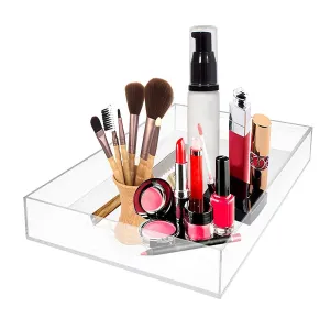 MissionMatch Acrylic Vanity Tray, Remote Tray, Valet Tray Organizer,Catchall Tray, Nightstand or Dresser Organizer for Change, Coin, Key, Phone, Glasses (Clear)