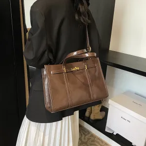MOMENTLOVER  2025 Simple commuter briefcase 2025 new large-capacity tote bag women's high-end niche design shoulder handbag