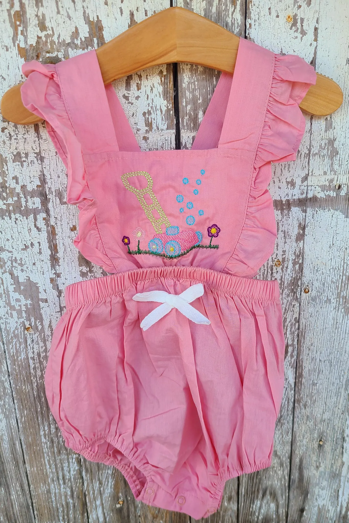 Monogram Pink Bubble Romper