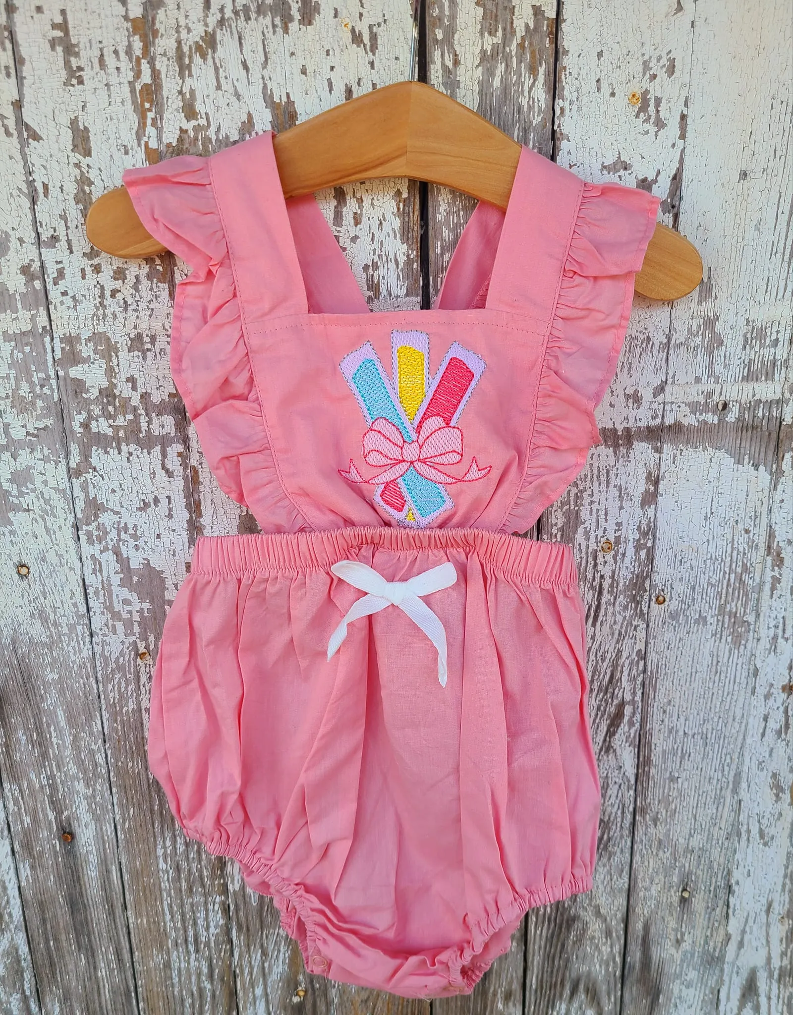 Monogram Pink Bubble Romper