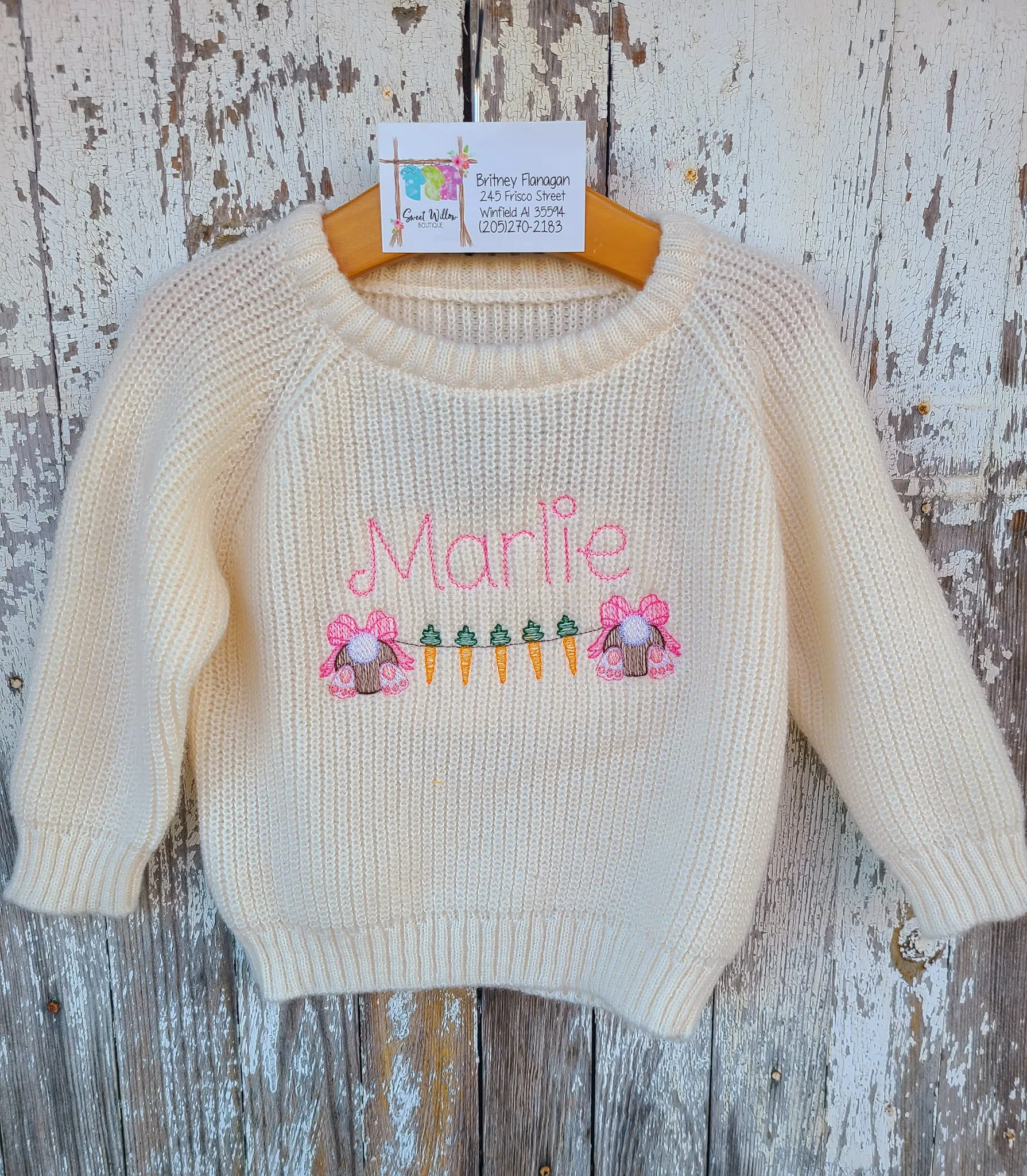 Monogrammed sweater- Infant toddler name sweatshirt