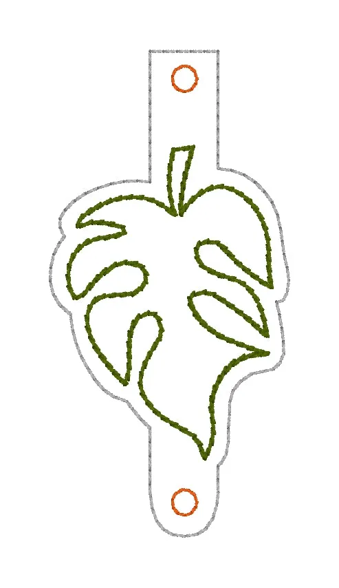 Monstera Wallet tab (2 sizes included) machine embroidery design DIGITAL DOWNLOAD