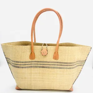 Monterey Racing Stripes Straw Tote Bag