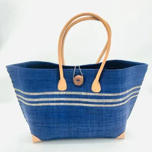 Monterey Racing Stripes Straw Tote Bag
