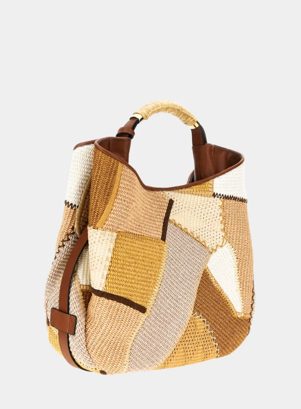 MOSCHINO | Patchwork Straw Bag