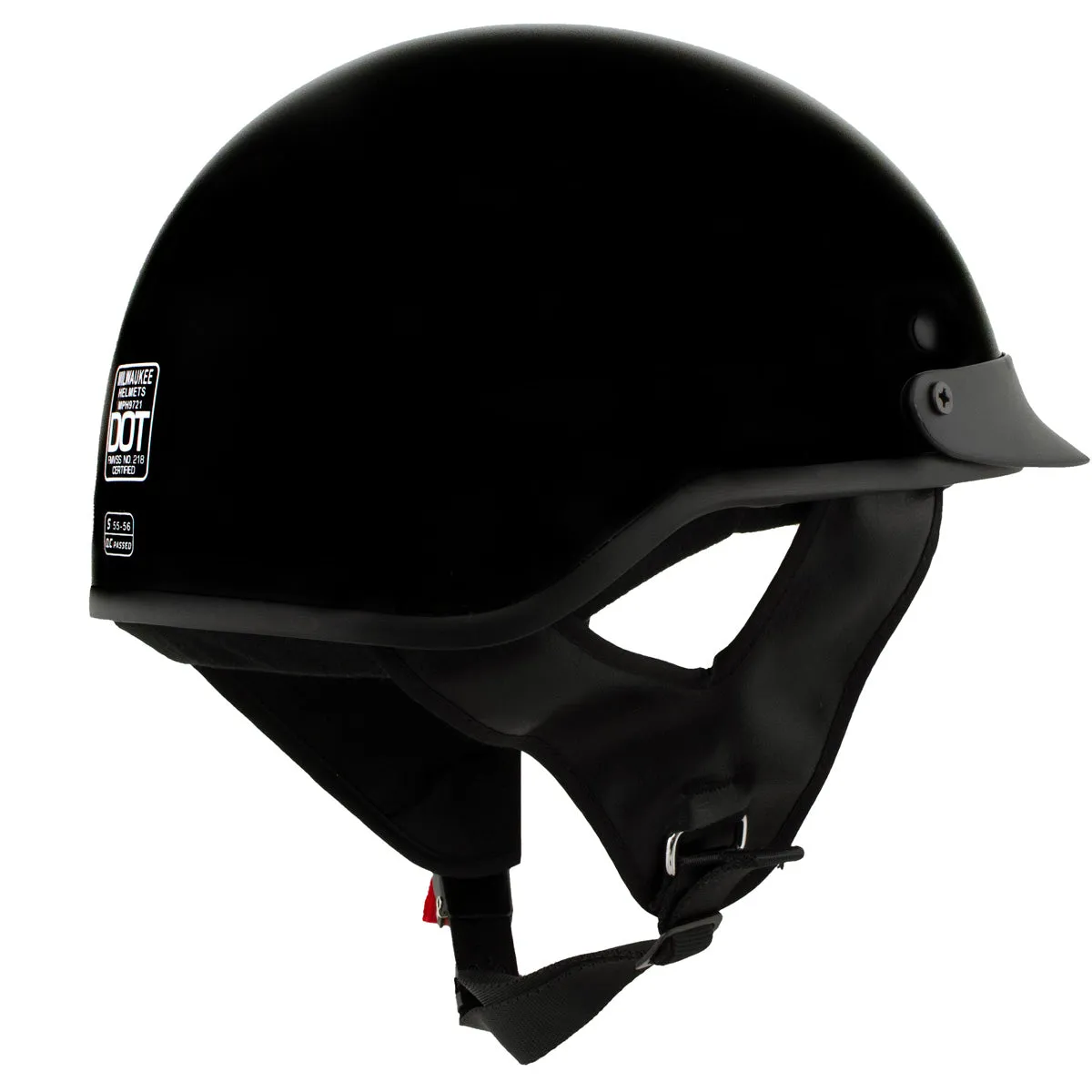 MPH9719DOT Dot Approved 'Momentum' Glossy Black Half Motorcycle Helmet for Men and Women Biker w/ Drop Down Tinted Visor