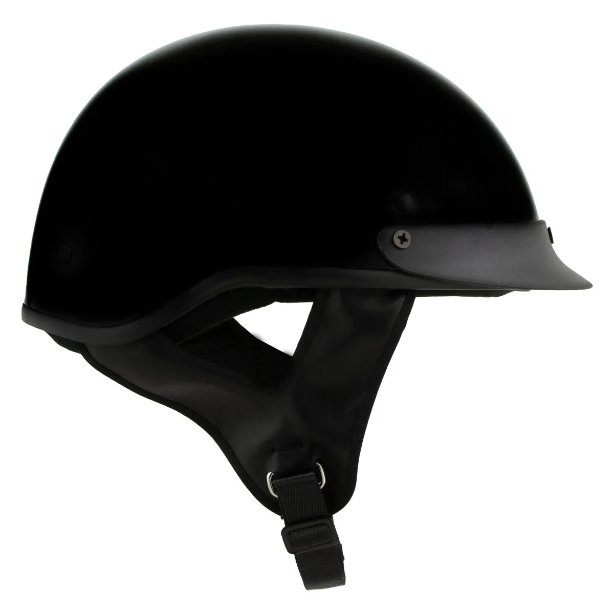 MPH9719DOT Dot Approved 'Momentum' Glossy Black Half Motorcycle Helmet for Men and Women Biker w/ Drop Down Tinted Visor