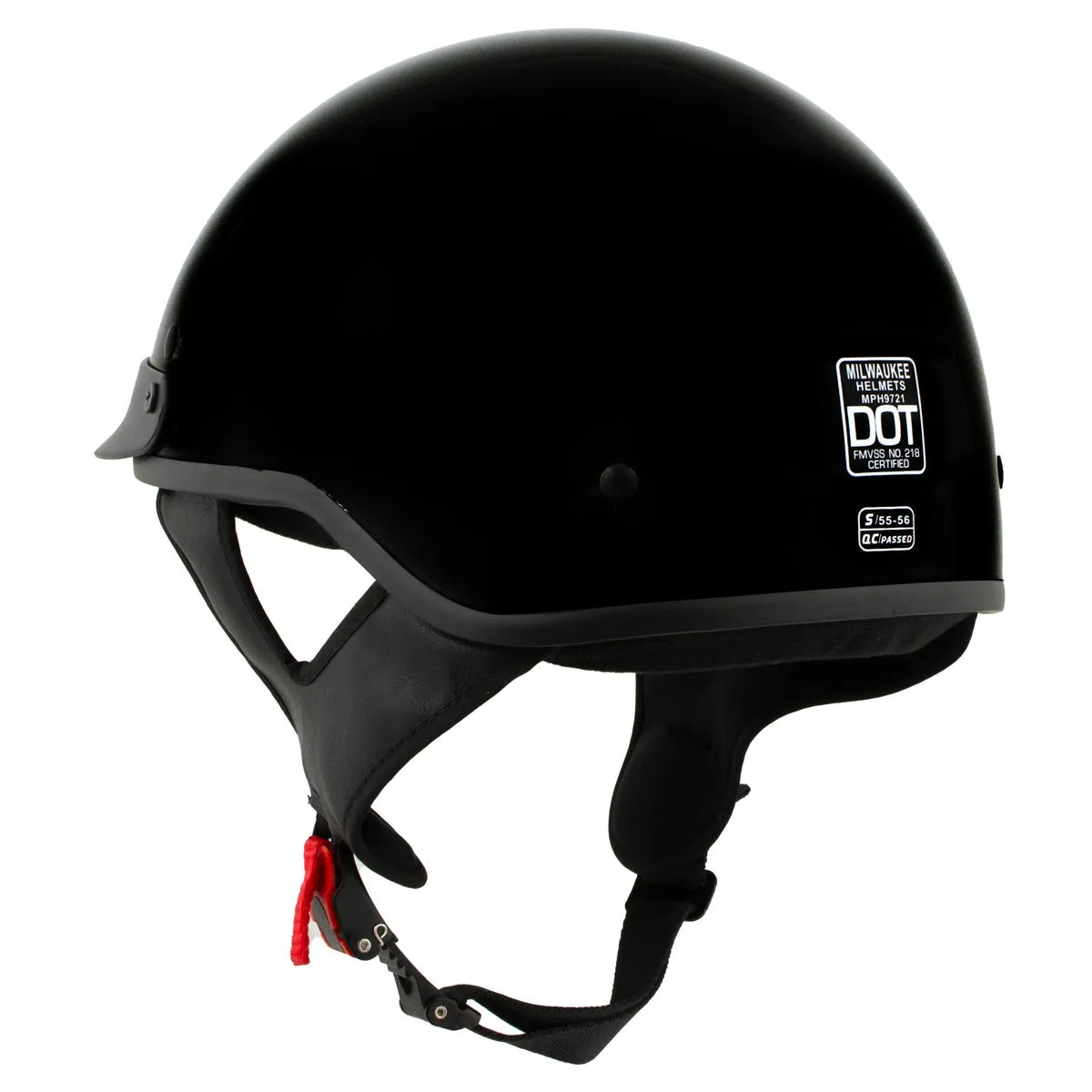 MPH9719DOT Dot Approved 'Momentum' Glossy Black Half Motorcycle Helmet for Men and Women Biker w/ Drop Down Tinted Visor