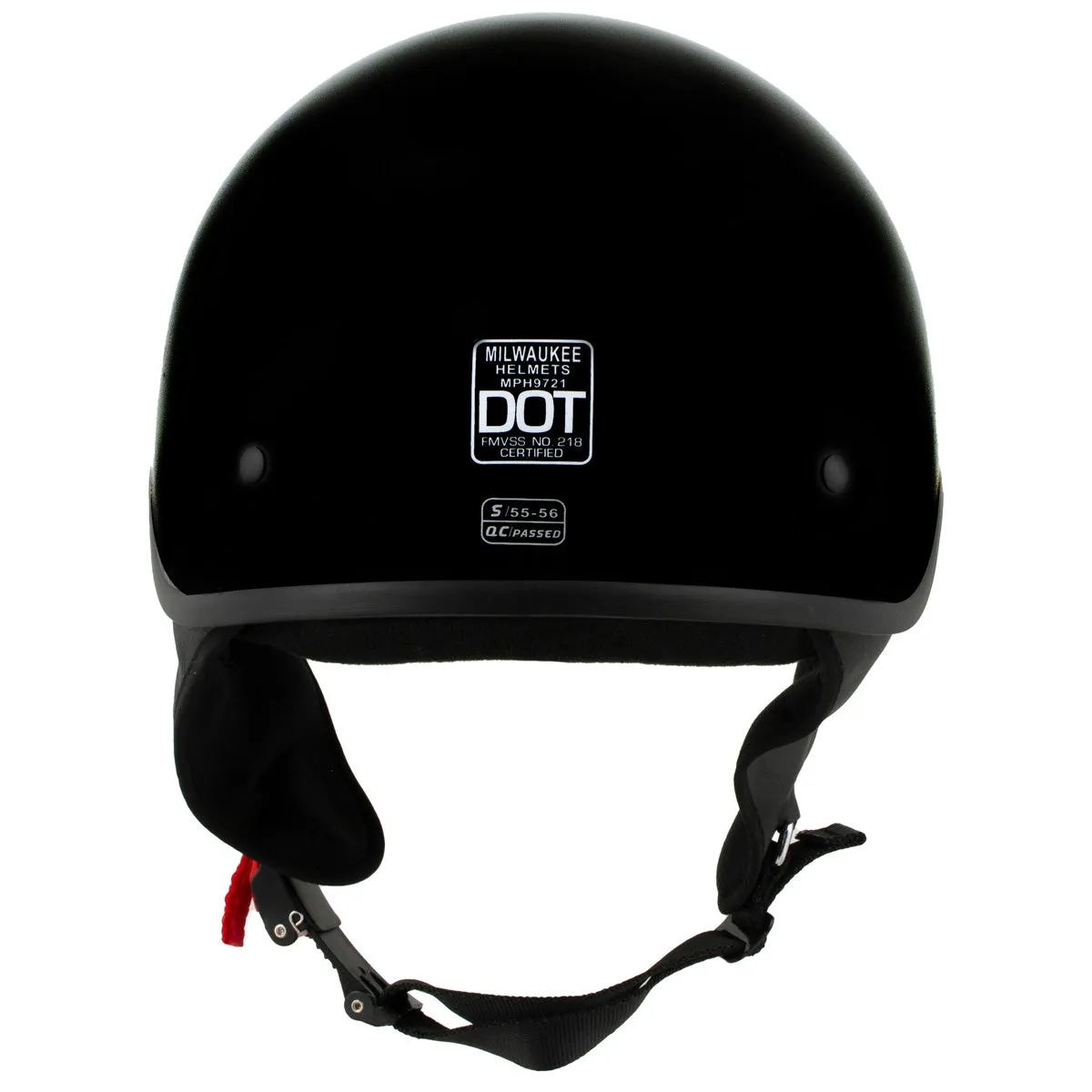 MPH9719DOT Dot Approved 'Momentum' Glossy Black Half Motorcycle Helmet for Men and Women Biker w/ Drop Down Tinted Visor