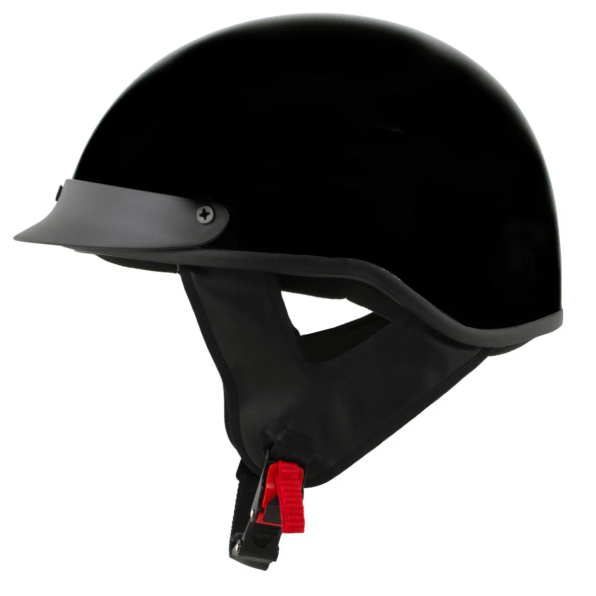 MPH9719DOT Dot Approved 'Momentum' Glossy Black Half Motorcycle Helmet for Men and Women Biker w/ Drop Down Tinted Visor