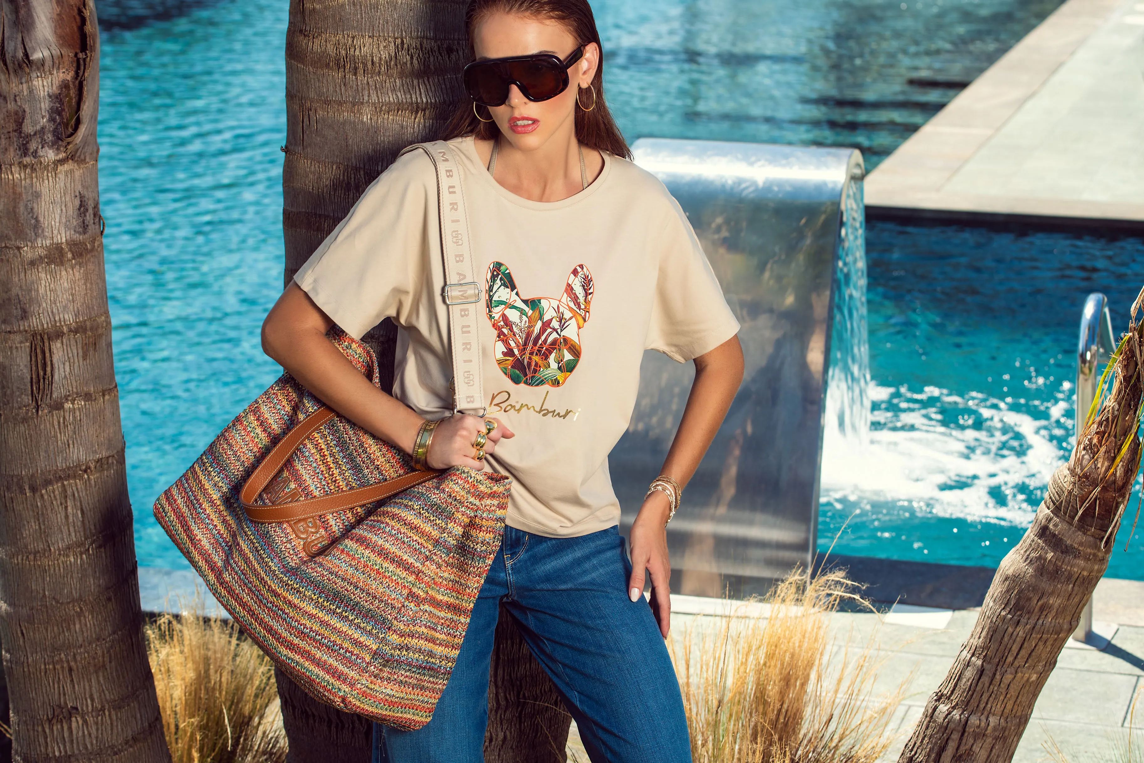 Multicolour Raffia Tote Bag