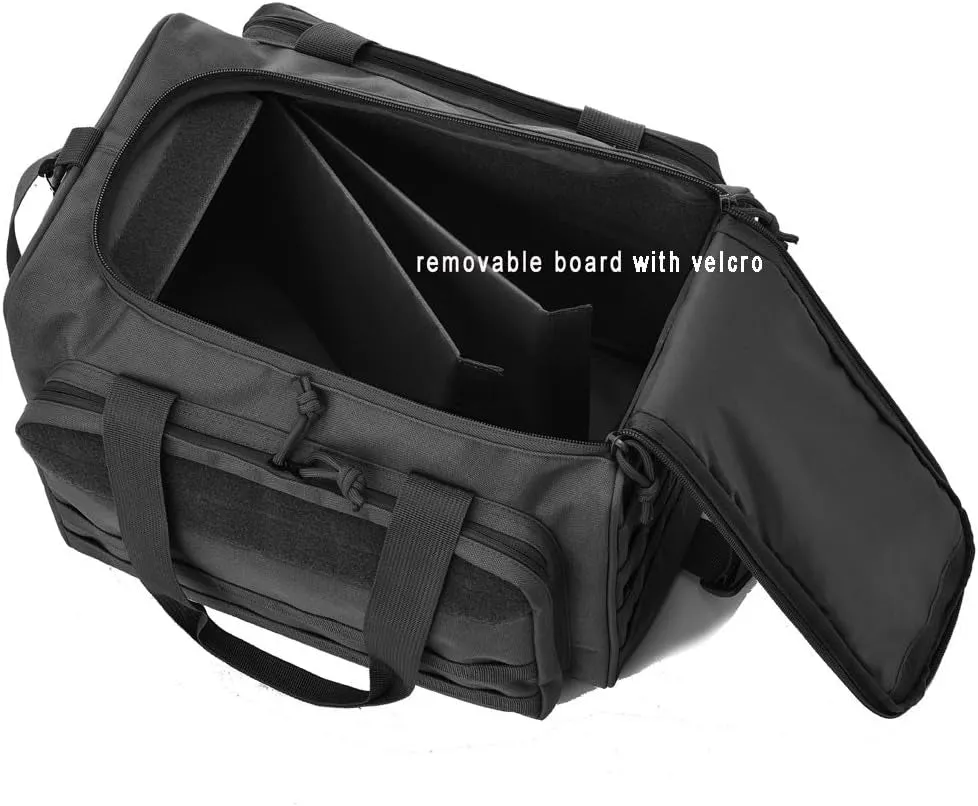 Multiple Compartments Tactical Gun Range Bag, Deluxe Padded Pistol Duffle
