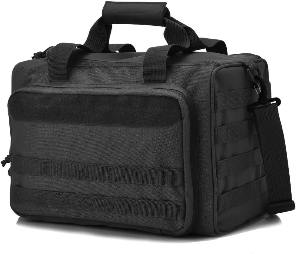 Multiple Compartments Tactical Gun Range Bag, Deluxe Padded Pistol Duffle