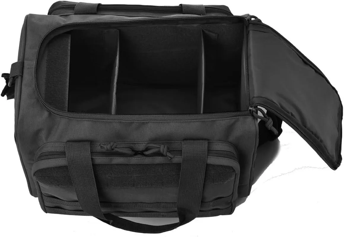 Multiple Compartments Tactical Gun Range Bag, Deluxe Padded Pistol Duffle