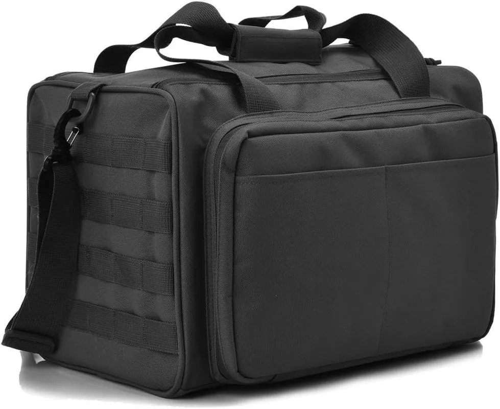 Multiple Compartments Tactical Gun Range Bag, Deluxe Padded Pistol Duffle