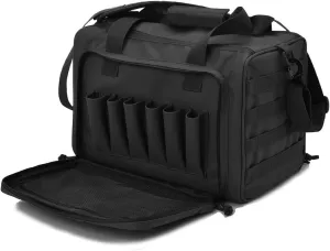Multiple Compartments Tactical Gun Range Bag, Deluxe Padded Pistol Duffle