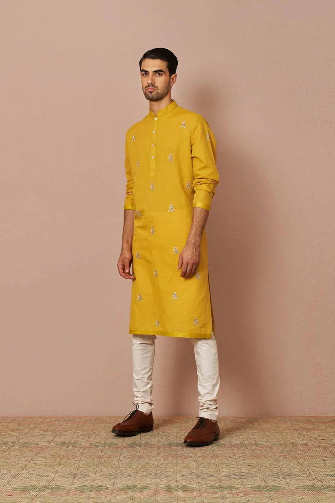 MUSTARD LINEN KURTA SET