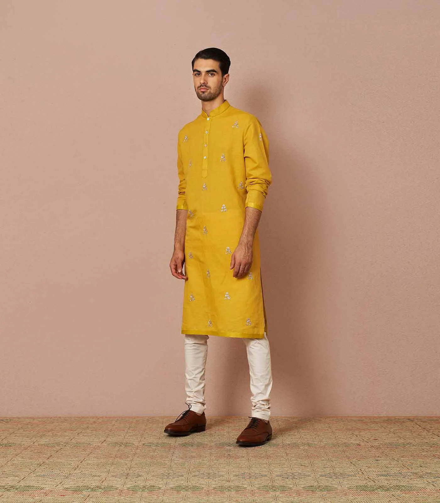 MUSTARD LINEN KURTA SET