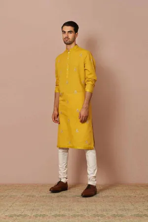 MUSTARD LINEN KURTA SET