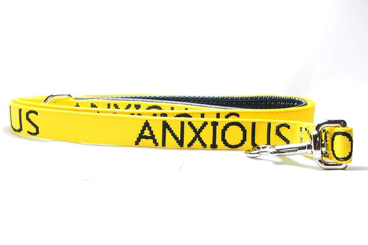 My Anxious Dog Yellow Space Awareness Lead "ANXIOUS" - Medium/Large