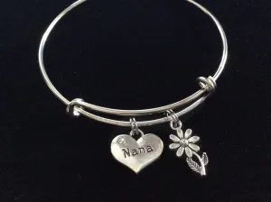 Nana Silver Charm Silver Plated Bracelet Adjustable Wire Bangle Expandable Trendy Handmade Grandmother Grandma