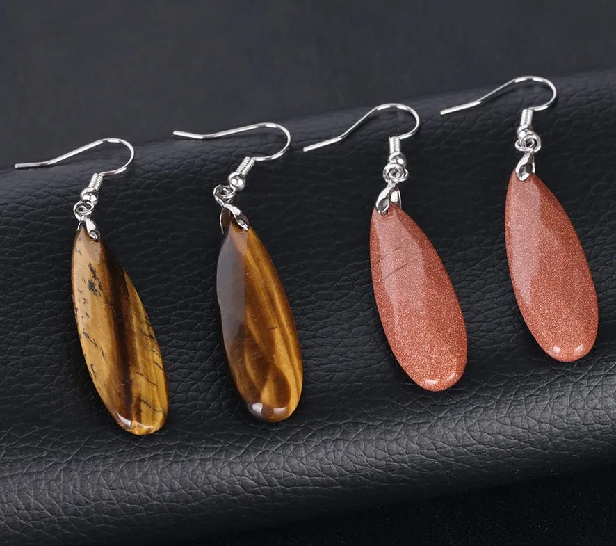 Natural Stone Dangle Long Earrings for Women