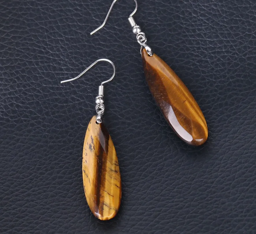 Natural Stone Dangle Long Earrings for Women