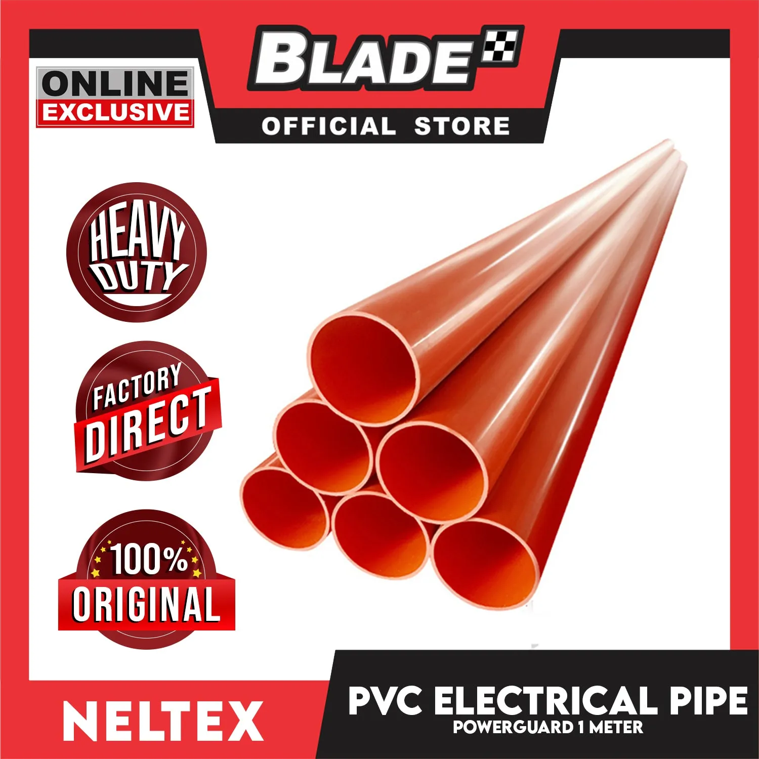 Neltex PVC Electrical Pipe Powerguard 25mm (3/4) x 1meter (Orange) Electrical Wire Safety Organizer