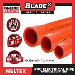 Neltex PVC Electrical Pipe Powerguard 25mm (3/4) x 1meter (Orange) Electrical Wire Safety Organizer