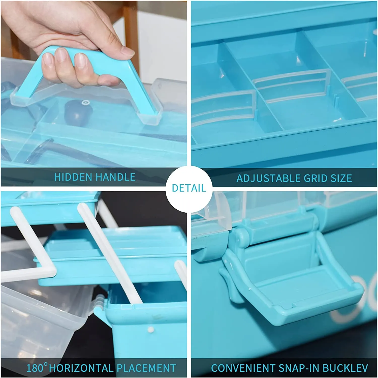 New 30cm Three-Layer Multipurpose Storage Box Organizer Folding Tool Box/Art & Crafts Case/Sewing Supplies Organizer/Medicine Box/Family First Aid Box with 2 Trays (Blue)