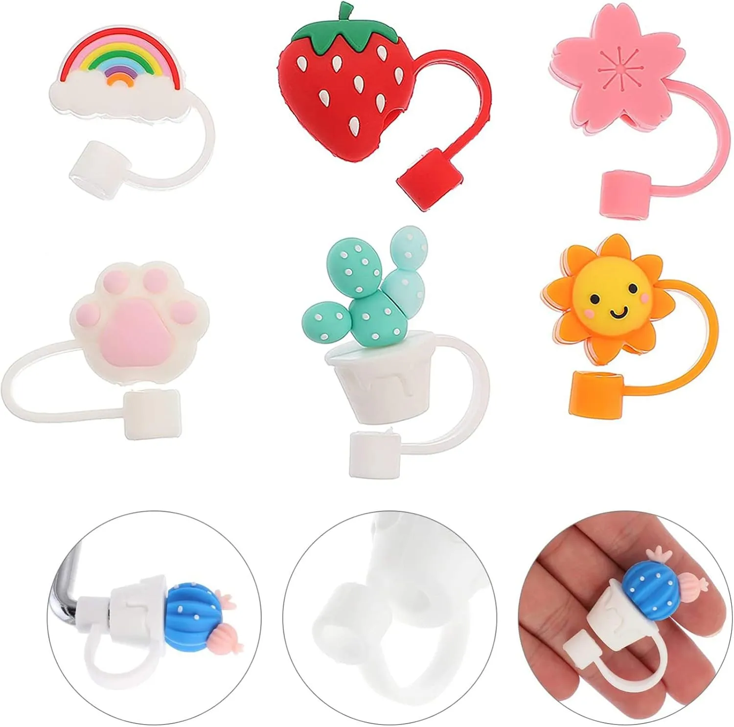 NEW 6Pcs Straw Tips Cover Straw Covers Cap for Stanley Cup Cloud Shape Straw Protecto Reusable Drinking Straw Lids for Straw Tips Bottle Accessories