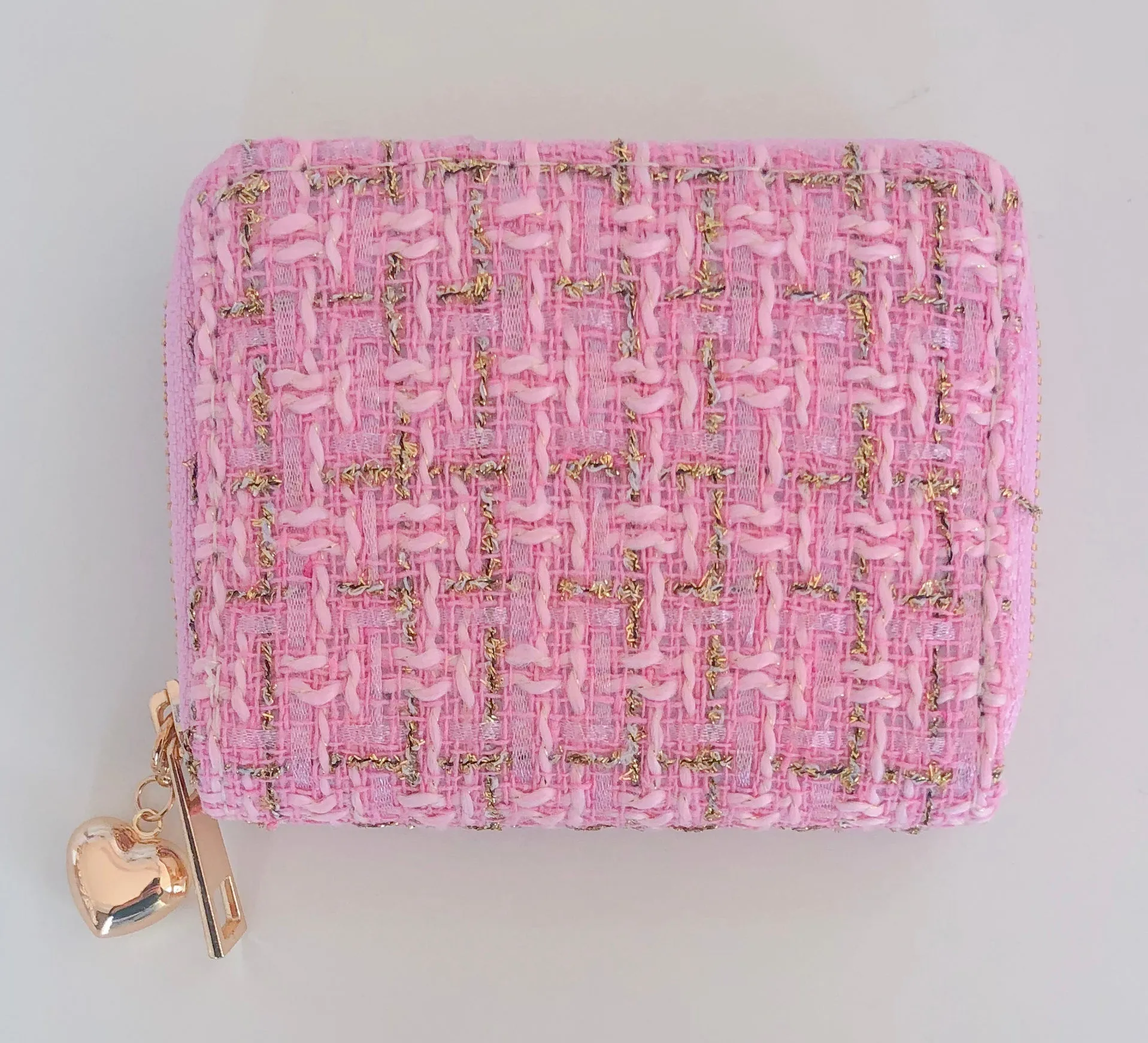 NEW! BUBBLEGUM PINK TWEED CARD HOLDER