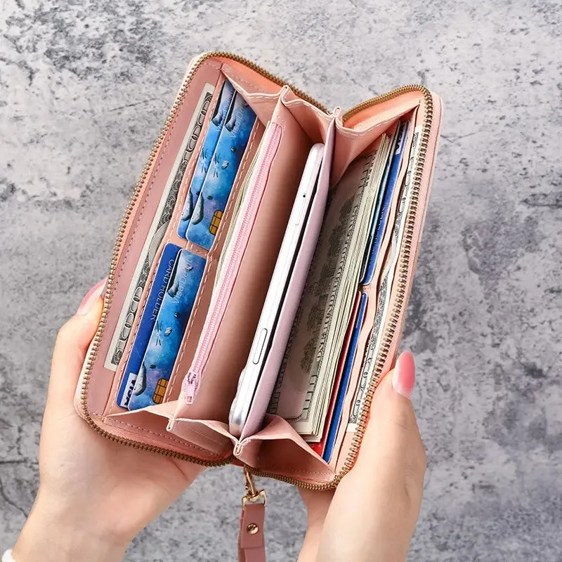 New Fashion Faux Leather Zipper Wallet Long Clutch Coin Purse Card Holder Billfold Wallet
