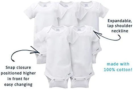 New Gerber Baby 8-Pack Short Sleeve Onesies Bodysuits, Solid White, 12 Months