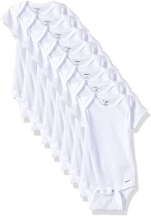 New Gerber Baby 8-Pack Short Sleeve Onesies Bodysuits, Solid White, 12 Months