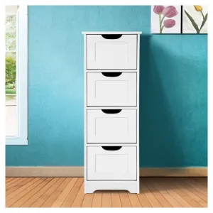 New in box! Costway Wooden Freestanding 4 Tier Storage Cabinet! Great for Bathroom, Office, Bedroom etc! White! Retails $272 W/Tax!