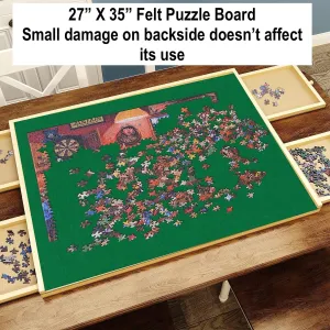 New in Box, Felt Jigsaw Puzzle Board With Drawers, for 1500 Piece, Puzzle Organizer Storage, Has Slight Damage on Back of Board