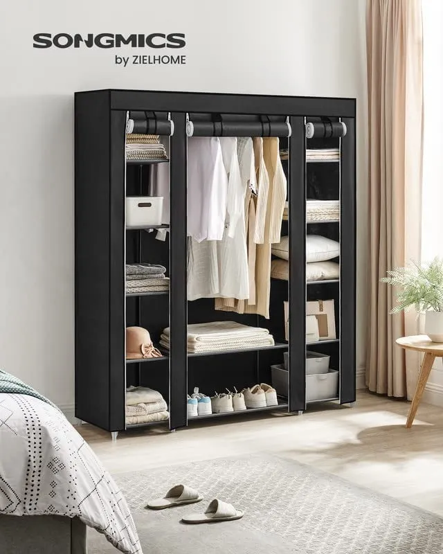 New in box! SONGMICS Closet Wardrobe, Portable Closet, Clothes Rail, Clothes Storage Organizer, Black