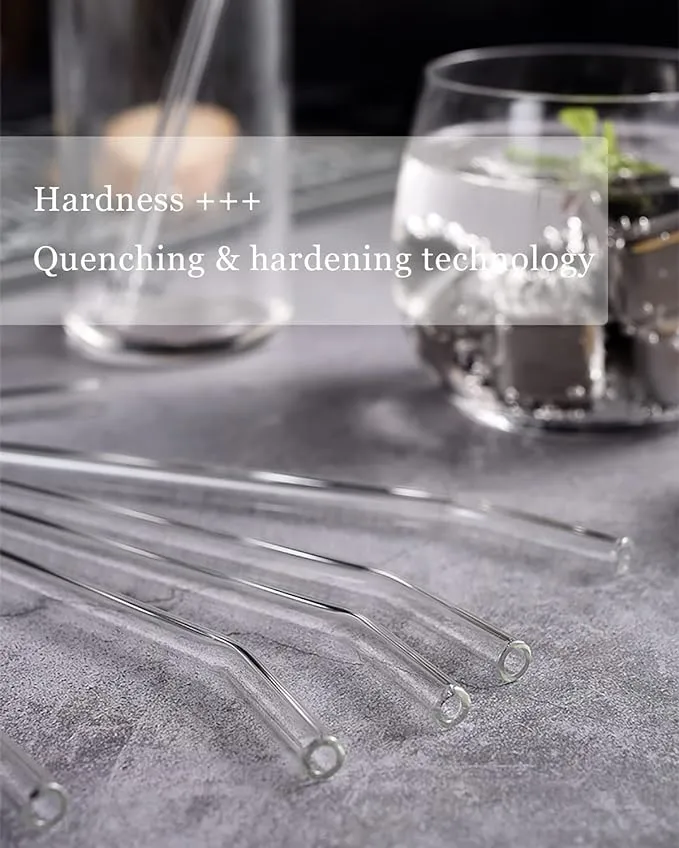 New Nafender® 9-Piece Glass Straws Reusable Drinking Straw Boba Straw Including Straight/Bent/Extra Wide/Short Straw with 2 Cleaning Brushes & 1 Storage Bag- Perfect for Juice Smoothie Boba