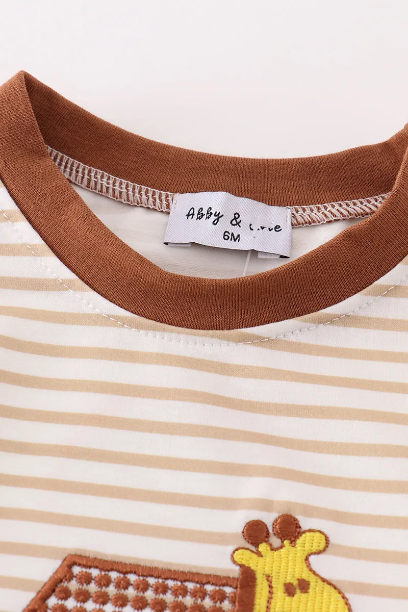Noah's Ark Embroidery Stripe Boy Bubble