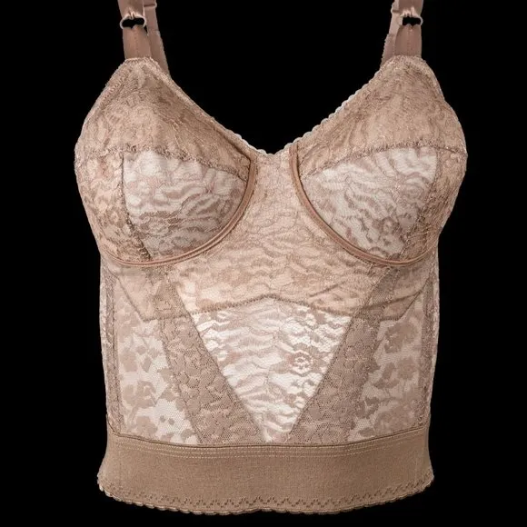 NWT Rago Lacette Longline Wireless Expandable Cup Bra &amp; Shapewear 2202 In Mocha