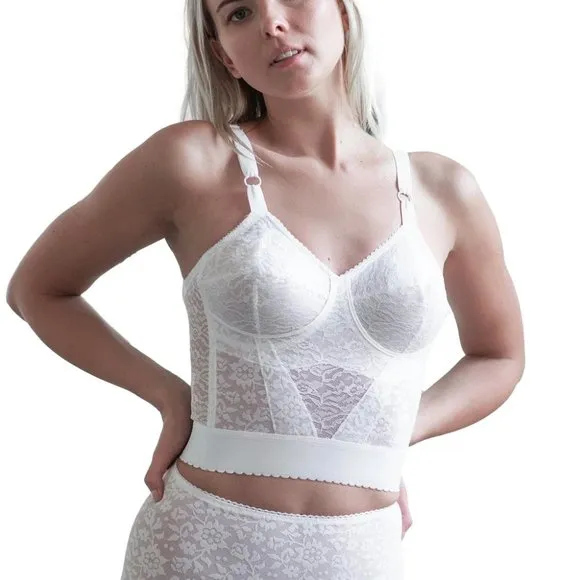 NWT Rago Lacette Longline Wireless Expandable Cup Bra &amp; Shapewear 2202 In Mocha