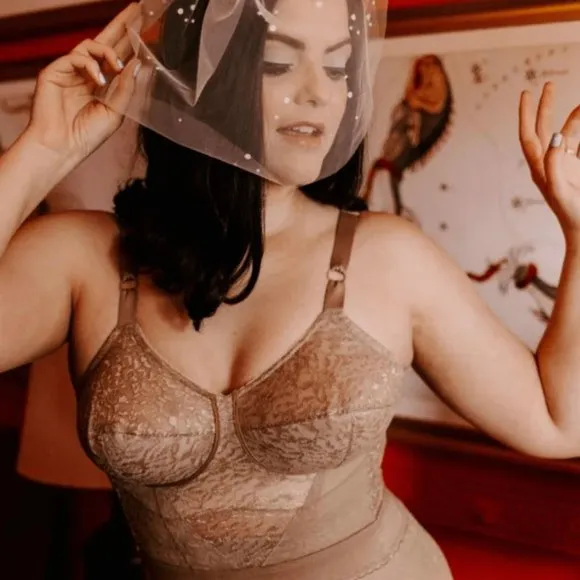 NWT Rago Lacette Longline Wireless Expandable Cup Bra &amp; Shapewear 2202 In Mocha