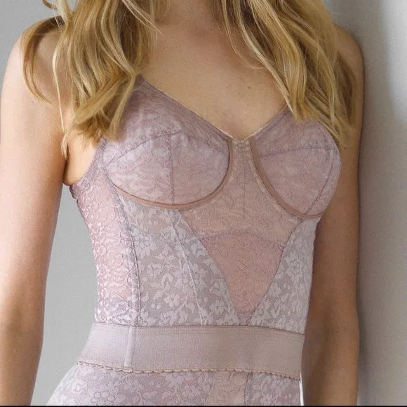 NWT Rago Lacette Longline Wireless Expandable Cup Bra &amp; Shapewear 2202 In Mocha