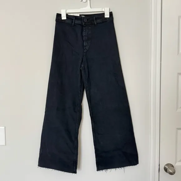 NWT Zara Pure Black Marine Straight Skim Fit Relaxed Leg High Rise size 6
