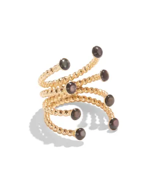 Octal Ring in Gold Vermeil with Black Mother of Pearl