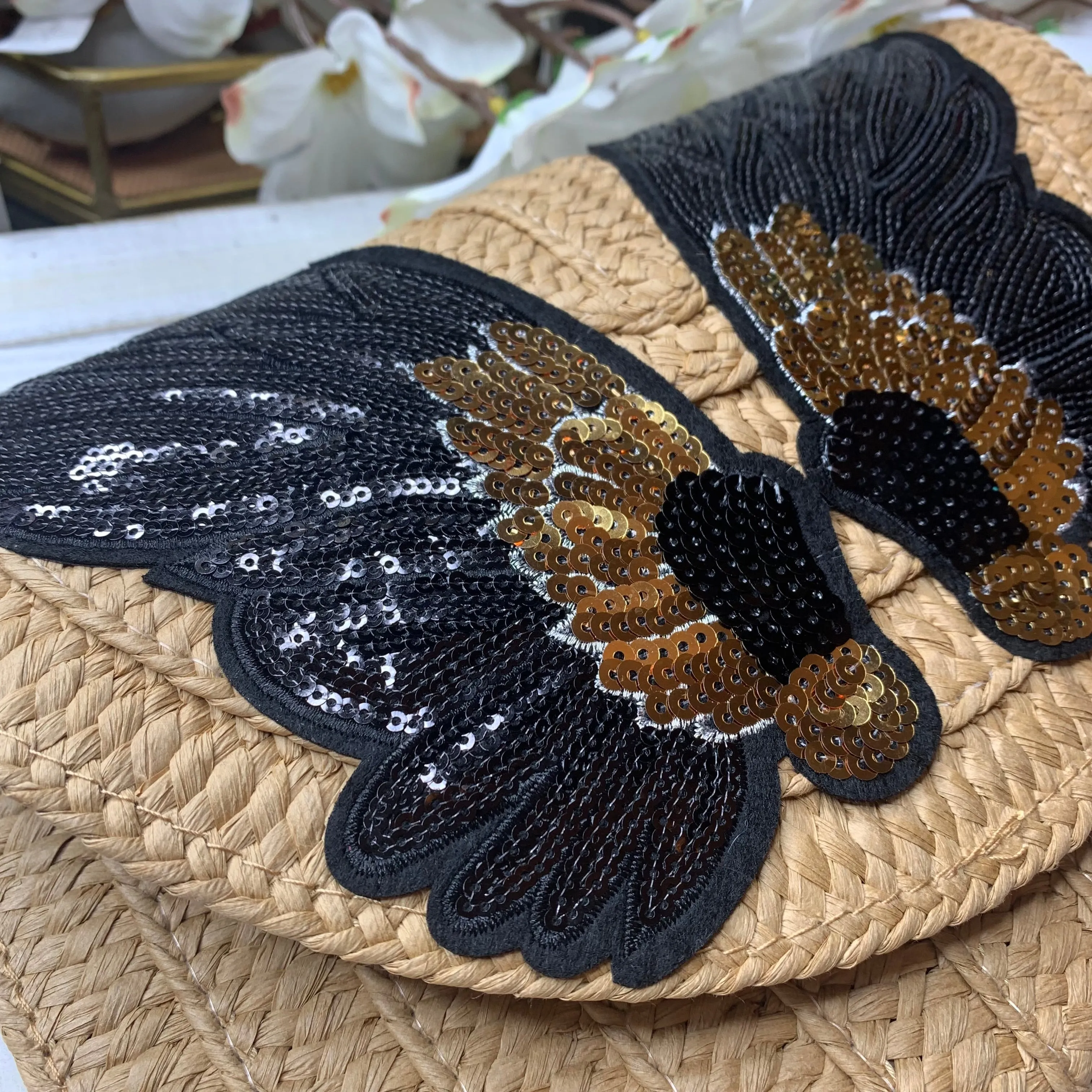 One of a kind Black Wings Clutch 510-05 | Erika Williner Designs