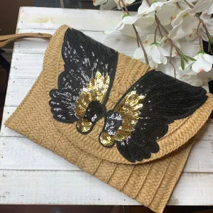 One of a kind Black Wings Clutch 510-05 | Erika Williner Designs