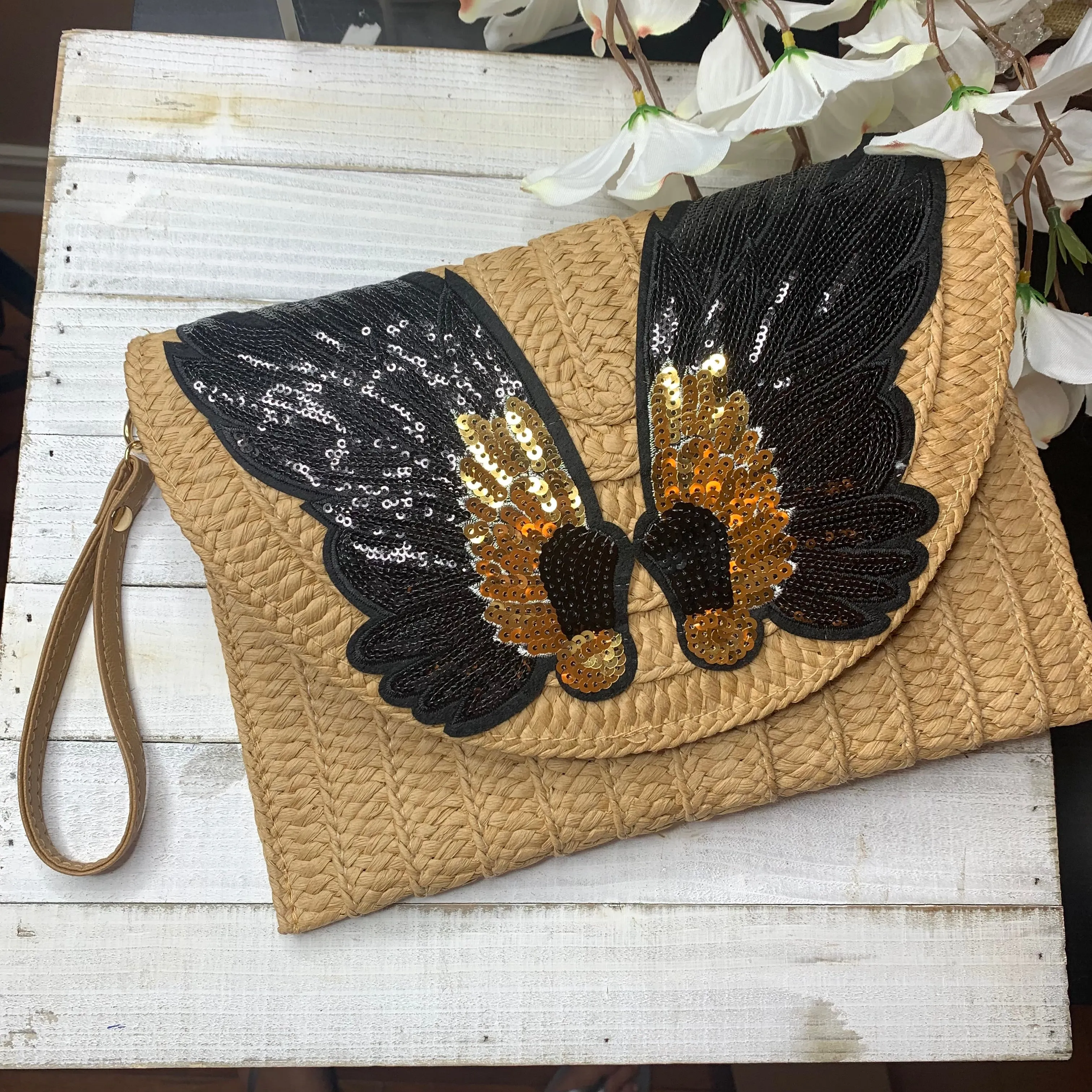 One of a kind Black Wings Clutch 510-05 | Erika Williner Designs